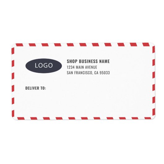 ストライプBusiness Logo郵送ラベル ラベル (正面)