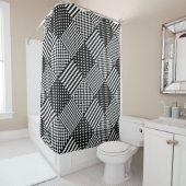 ストライプCheck Harlequin水玉模様混合デザイン シャワーカーテン (インサイチュ)