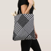 ストライプCheck Harlequin水玉模様混合デザイン トートバッグ (クローズアップ)