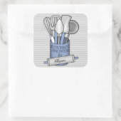 ストライプGrey White Blue Stockキッチンシャワー スクエアシール (バッグ)