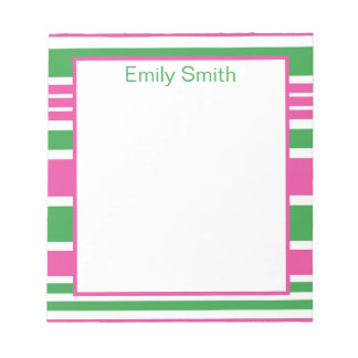 ストライプKelly GreenとPink Notepad ノートパッド