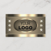 ストラスストーンとロゴ付きの豪華な金ゴールドブラウン 名刺 (正面)