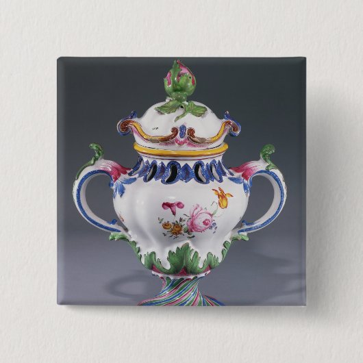 ストラスブールでなされるポプリのつぼc.1754-60 缶バッジ (正面)