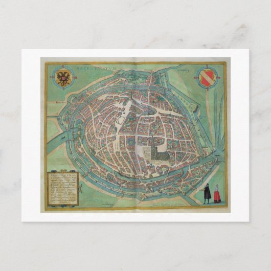 ストラスブールの地図(「Civitates Orbis Terrarum」より) ポストカード (正面)