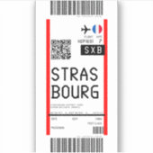 ストラスブールへの搭乗券(SXB) シール (正面)