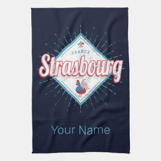 ストラスブールグランドエストフランスレトロルースターヴィンテージ キッチンタオル (縦)