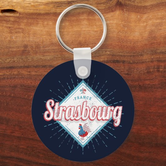 ストラスブールグランドエストフランスレトロルースターヴィンテージ キーホルダー (正面)