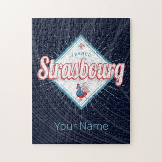 ストラスブールグランドエストフランスレトロルースターヴィンテージ ジグソーパズル (縦)
