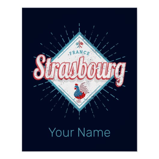 ストラスブールグランドエストフランスレトロルースターヴィンテージ ポスター (正面)