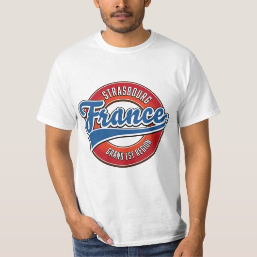 ストラスブールグランドエストリージョンフランスレトロロゴ Tシャツ (正面)