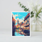 ストラスブールフランスアートヴィンテージトラベルイラストレーション ポストカード (スタンド正面)