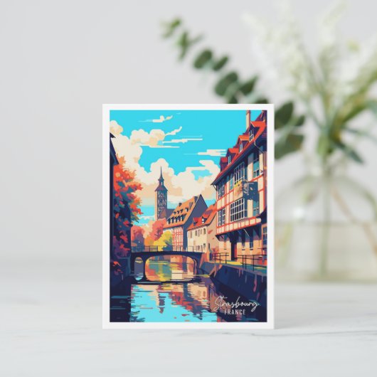 ストラスブールフランスアートヴィンテージトラベルイラストレーション ポストカード (スタンド正面)