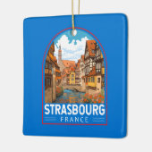 ストラスブールフランストラベルアートヴィンテージ セラミックオーナメント (左)