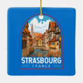 ストラスブールフランストラベルアートヴィンテージ セラミックオーナメント (裏面)