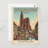 ストラスブールフランストラベルアートヴィンテージ ポストカード (正面/裏面)