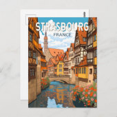 ストラスブールフランストラベルアートヴィンテージ ポストカード (正面/裏面)