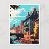 ストラスブールフランストラベルヴィンテージイラストレーション ポストカード (正面)