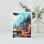 ストラスブールフランストラベルヴィンテージイラストレーション ポストカード (スタンド正面)