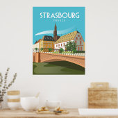 ストラスブールフランスヴィンテージ旅行ポスターウォールアート ポスター (キッチン)