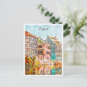 ストラスブールフランスヴィンテージ旅行水の色 ポストカード (スタンド正面)