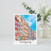ストラスブールフランス旅行水彩手描き ポストカード (スタンド正面)