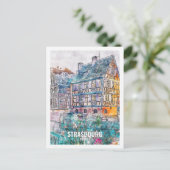ストラスブールフランス有名な旅行プレイスウォーターカラー ポストカード (スタンド正面)