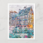 ストラスブールフランス有名な旅行プレイスウォーターカラー ポストカード (正面)