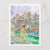ストラスブールフランス有名な旅行プレイスウォーターカラー ポストカード (正面)