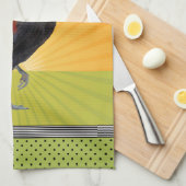 ストラッカラフルティングロスターデザインキッチンタオル キッチンタオル (四つ折り)