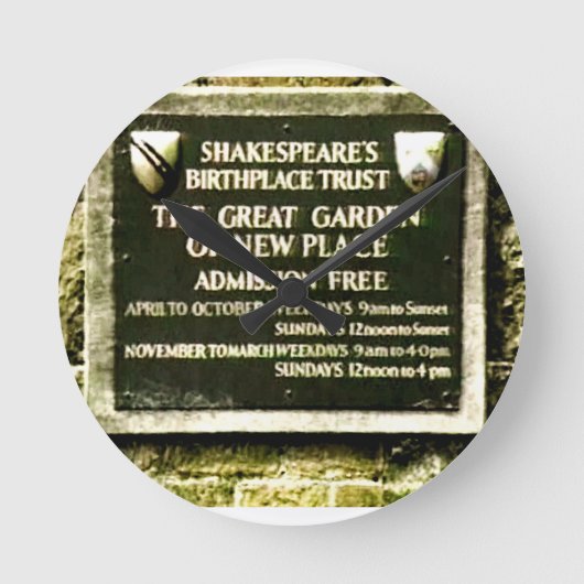 ストラットフォードアボンシェイクスピア誕生jGibney ラウンド壁時計 (正面)