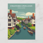 ストラットフォードオンアボン、イギリスヴィンテージ ポストカード (正面)