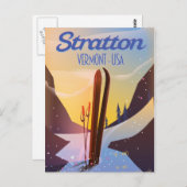 ストラットンバーモントのスキー旅行ポスター ポストカード (正面/裏面)