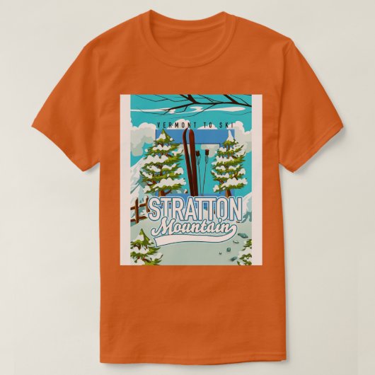 ストラットンマウンテンスキーポスター Tシャツ (デザイン正面)