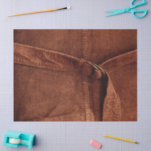 ストラップ付きブラウンスエード及びバックルティッシュペーパー 薄葉紙 (クラフト)