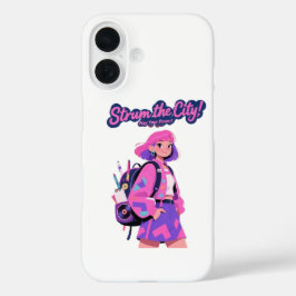 ストラム・ザ・シティ！プレイ・ユア・パワー！ – トレンディピンクアート iPhone 16ケース