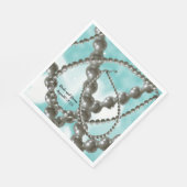 ストランドオブパールアクア結婚の紙ナプキンス スタンダードランチョンナプキン (角)