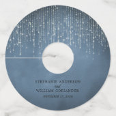 ストリエレガントングきらめくライトDenimブルー結婚ズ ワイングラスタグ (正面)