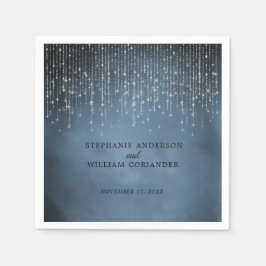 ストリエレガントングきらめくライトNavy Blue結婚s スタンダードカクテルナプキン