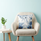 ストリエレガントームブルーフローラ水彩 クッション (椅子)