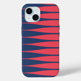 ストリエーション ネイビーブルーとレッドのiPhoneケース iPhone 15ケース