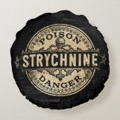 ストリキニンヴィンテージスタイル毒ラベル ラウンドクッション (裏面)