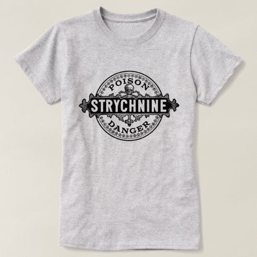 ストリキニンヴィンテージスタイル毒ラベル Tシャツ (デザイン正面)