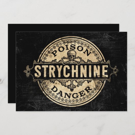 ストリキニーネのヴィンテージのスタイルの毒ラベルの招待状 招待状 (正面/裏面)