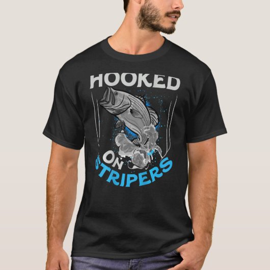 ストリッパー魚釣りベースStripers Angler Fisにフック Tシャツ (正面)