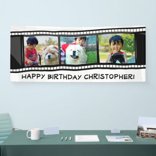 ストリップの写真のコラージュのモザイク壁の芸術/Birthdayを撮影して下さい 横断幕 (トレードショー)