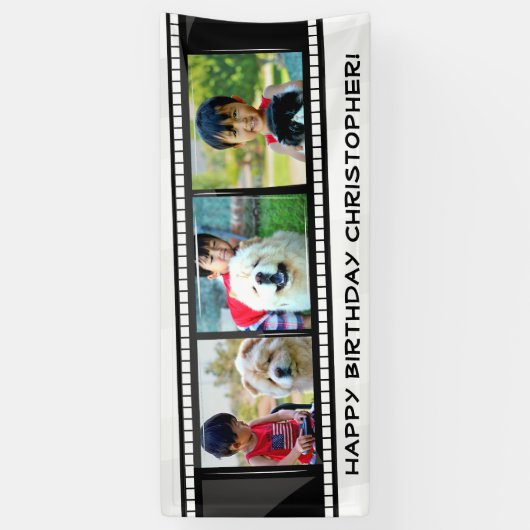 ストリップの写真のコラージュのモザイク壁の芸術/Birthdayを撮影して下さい 横断幕 (縦)