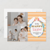 ストリップシンプルフローライースターファミリー3枚の写真 シーズンポストカード (正面/裏面)