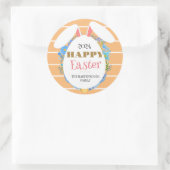 ストリップシンプルフローラエレガントイースターバニーファミリー ラウンドシール (バッグ)