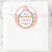 ストリップシンプルフローラエレガントイースターバニーファミリー ラウンドシール (バッグ)