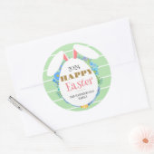 ストリップシンプルフローラエレガントイースターバニーファミリー ラウンドシール (封筒)